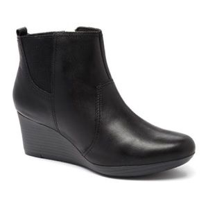 Clarks Black Crystal Quartz Leather Wedge Ankle Boots Size 8